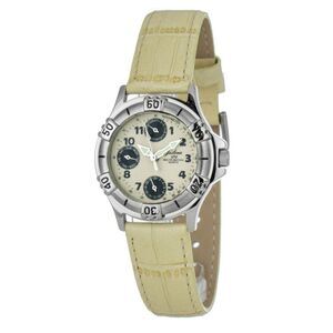 JUSTINA Beige Leather Dress Women's Watch